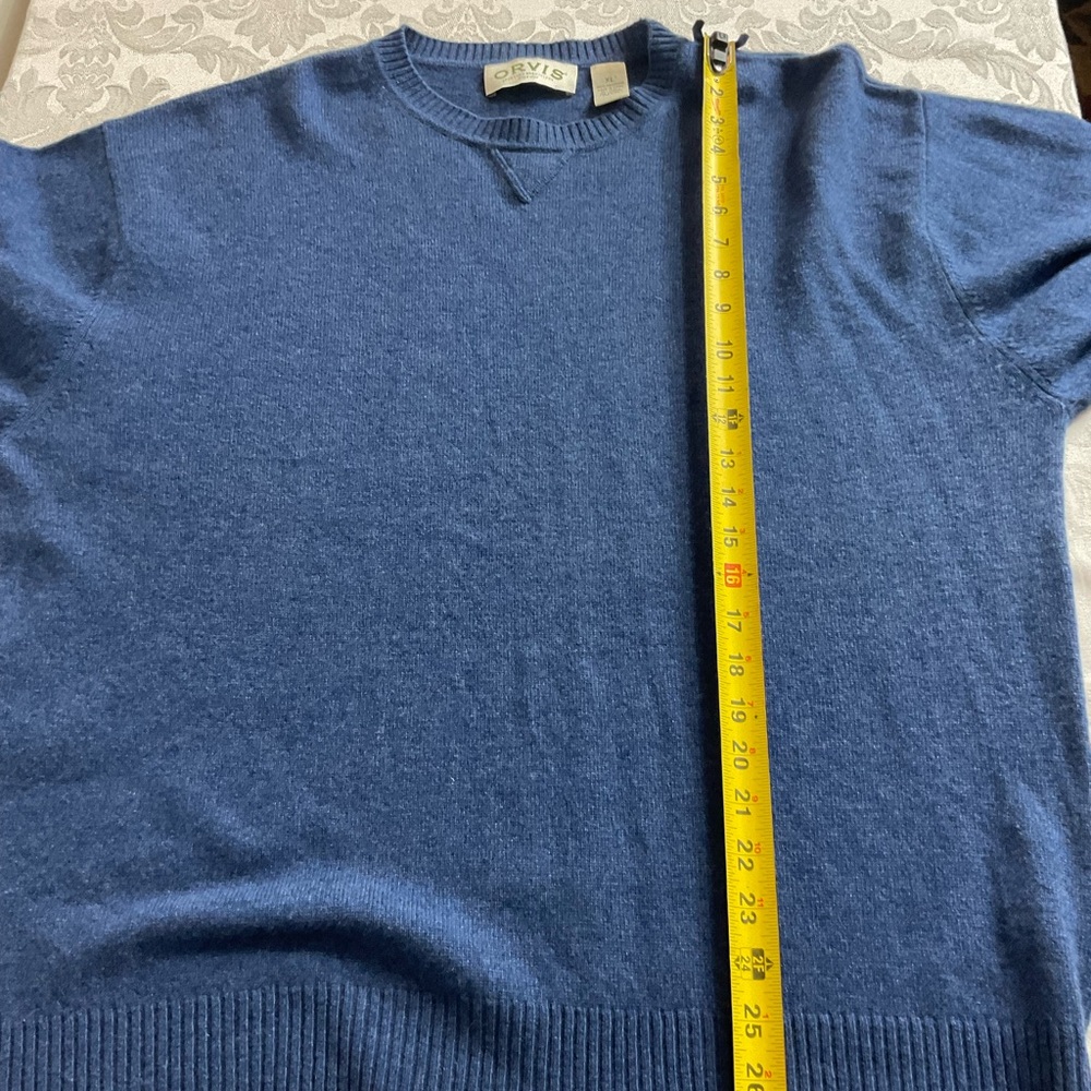 Orvis Sweater Mens Size XL Blue 100% Cashmere Crew Neck Pullover - Picture 6 of 8